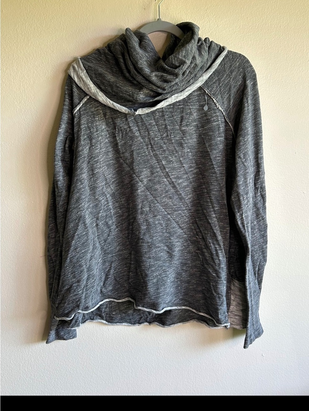 Free people Beach Top Womens Large Foldover Cowl Neck Lightweight Rolled Hems